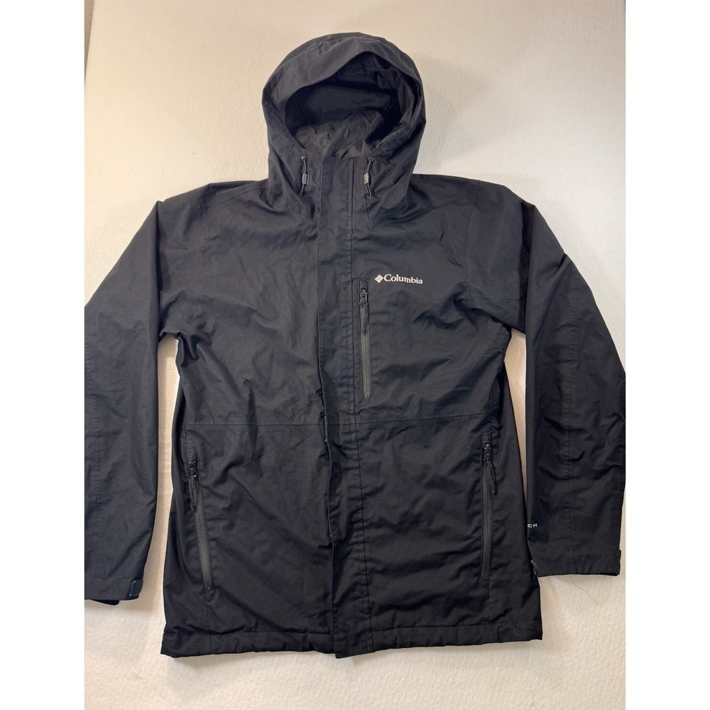 Columbia Mens Onmi-Tech Lightweight Waterproof Hooded Rain Jacket Black Small
